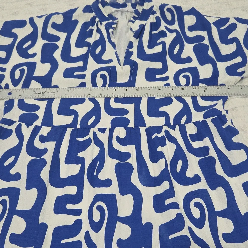 THML adorable Dress In Great Condition. Blue/white Geometric Type Pattern. 💙 - Picture 10 of 12